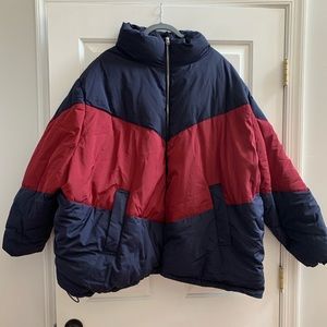 DARK BLUE/COLORBLOCK PLUS SIZE PADDED JACKET